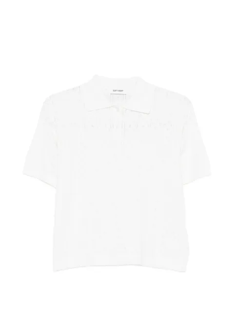 Soft Goat pointelle polo top White 24749