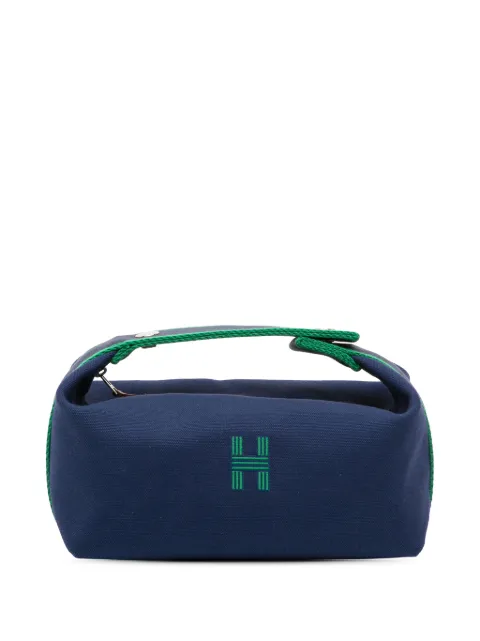 Hermès Pre-Owned 2021-2025 Small Toile Bride A Brac Case vanity bag Blue 7L6UTT90J9PUONX7