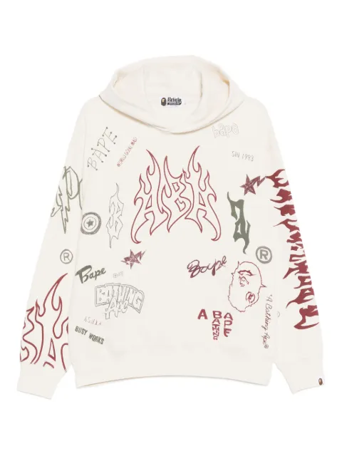 A BATHING APE® logo-print hoodie Neutrals 0ZXSWM307141P