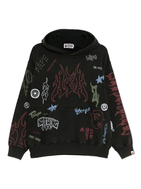 A BATHING APE® logo-print hoodie Brown 0ZXSWM307141P