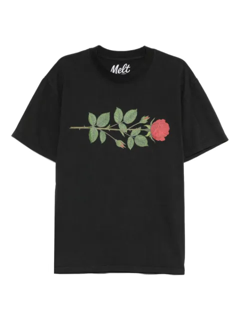 Melt rose print T-shirt Black MS5120
