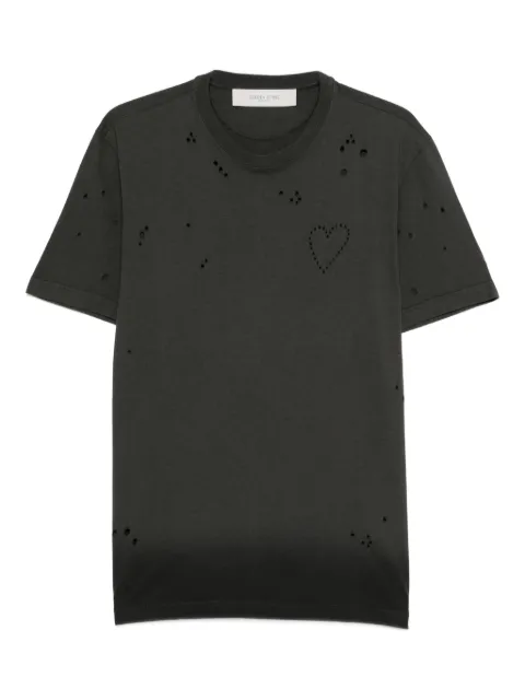 Golden Goose T-shirt in anthracite cotton jersey with perforated heart Grey GMP01220P002363