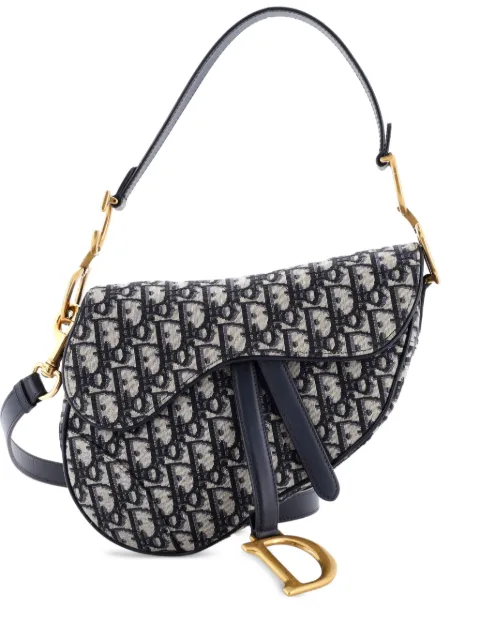 Christian Dior Pre-Owned Saddle Handbag with Strap Oblique Canvas Medium shoulder bag Blue 43IBMZ2CKC9LQHM0