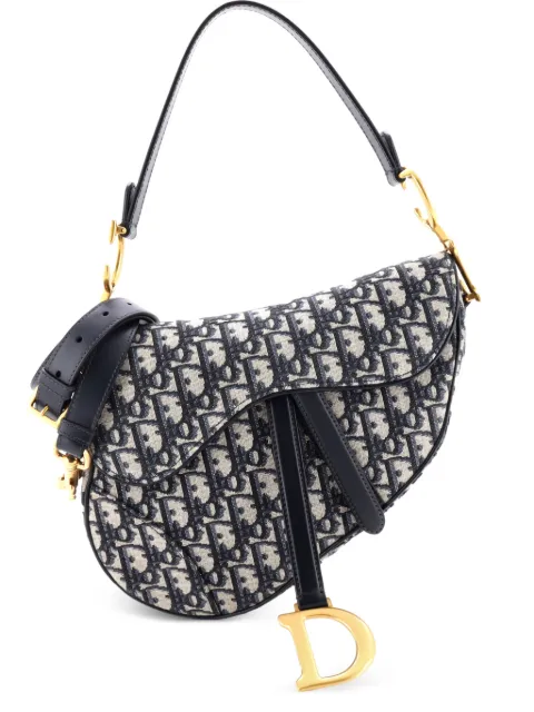 Christian Dior Pre-Owned Saddle Handbag with Strap Oblique Canvas Medium shoulder bag Blue 7SCYSG6K3BLA2KEC