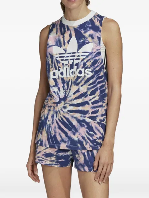 adidas tie-dye logo-print tank top Blue GL6137