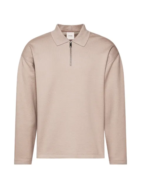 Calvin Klein zip-up long-sleeved polo shirt Neutrals LV04LE219G2F3