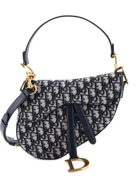 Christian Dior Pre-Owned Saddle Handbag with Strap Oblique Canvas Medium shoulder bag Blue ZCEKZBUD2S1ATGP3