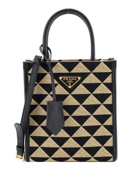 Prada Pre-Owned Symbole Shopper Tote Jacquard Mini crossbody bag Black 0EDT52ASLDAW4SX6