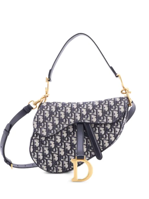 Christian Dior Pre-Owned Saddle Handbag with Strap Oblique Canvas Medium shoulder bag Blue WZWYXYN9PKO493TJ