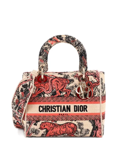 Christian Dior Pre-Owned Lady D-Lite Bag Embroidered Raffia Medium satchel Multicolour X74AE7WKXTP95NUS