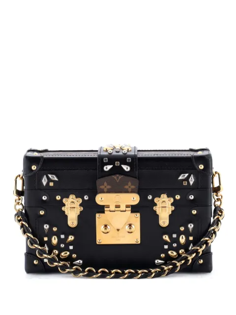 Louis Vuitton Pre-Owned Petite Malle Handbag Studded Taiga Leather and Monogram Canvas crossbody bag Black NA5PTOUZOBL0EP00