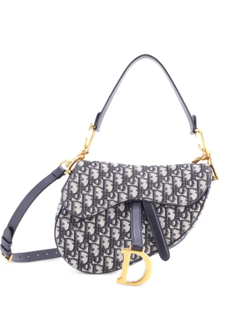 Christian Dior Pre-Owned Saddle Handbag with Strap Oblique Canvas Medium shoulder bag Blue TOLHO3TD6C90E4UF