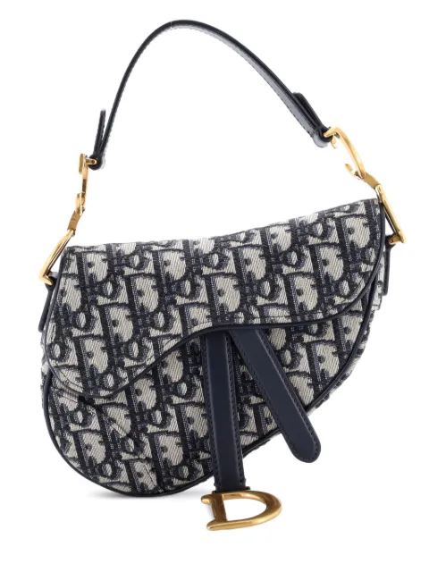 Christian Dior Pre-Owned Saddle Handbag Oblique Canvas Mini shoulder bag Blue 3QUTILQFHZTPVCKL