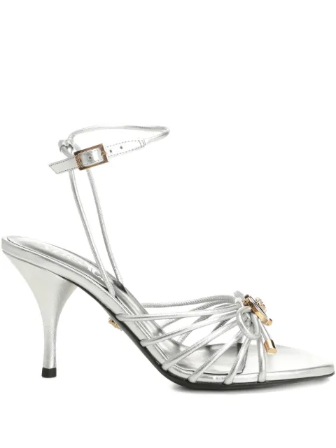 Versace Opera bow metallic sandals 85 mm Silver 10223251A08539