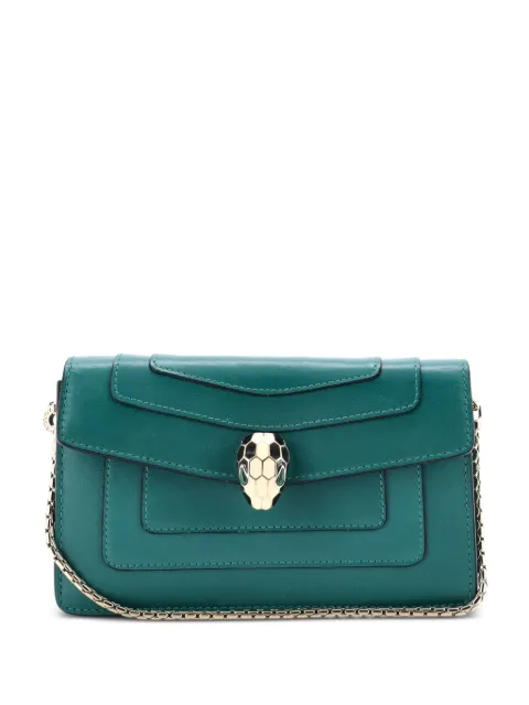 Bvlgari Pre-Owned Serpenti Forever Chain Leather Mini clutch bag Green DOEEDGDS8I8244BU