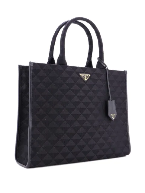 Prada Pre-Owned Symbole Shopper Jacquard Large tote bag Black BVEUZQGZV0CBZ7AO