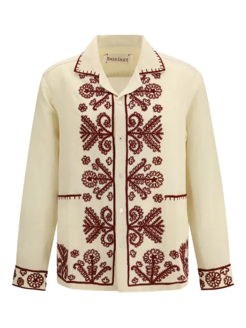 Baziszt Fougère embroidered shirt Neutrals BZPS26SR33012