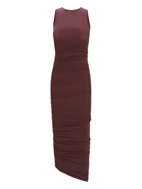 Wolford drape sheer midi dress Brown 58312