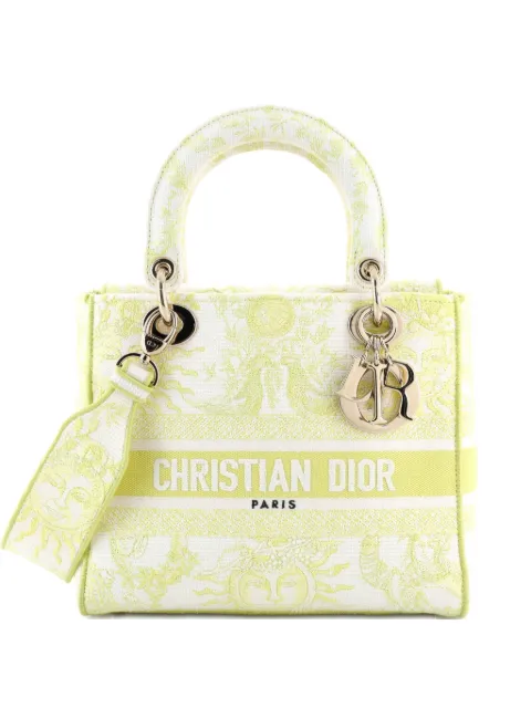 Christian Dior Pre-Owned Lady D-Lite Bag Embroidered Canvas Medium satchel Yellow 4B6827YZAPU9LEKF