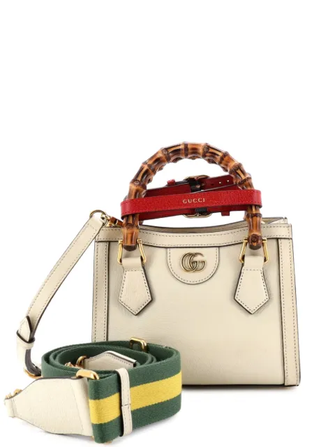 Gucci Pre-Owned Diana NM Bamboo Handle Tote Leather Mini crossbody bag White RXOZCUV5T1TTZUJT