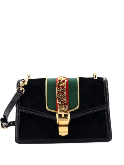 Gucci Pre-Owned Sylvie Shoulder Bag GG Velvet Small crossbody bag Black AVK18E00610SEBHI
