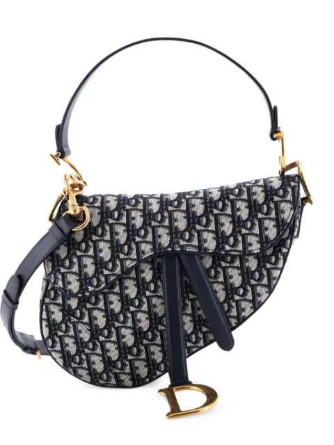 Christian Dior Pre-Owned Saddle Handbag with Strap Oblique Canvas Medium shoulder bag Blue S0DG38POZWYPVWLH