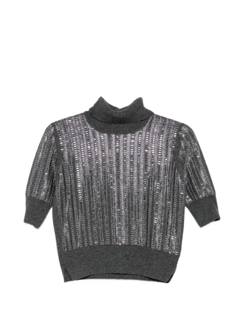 Ermanno Scervino sequin-embellished short-sleeve sweater Grey D475L309CTEJY