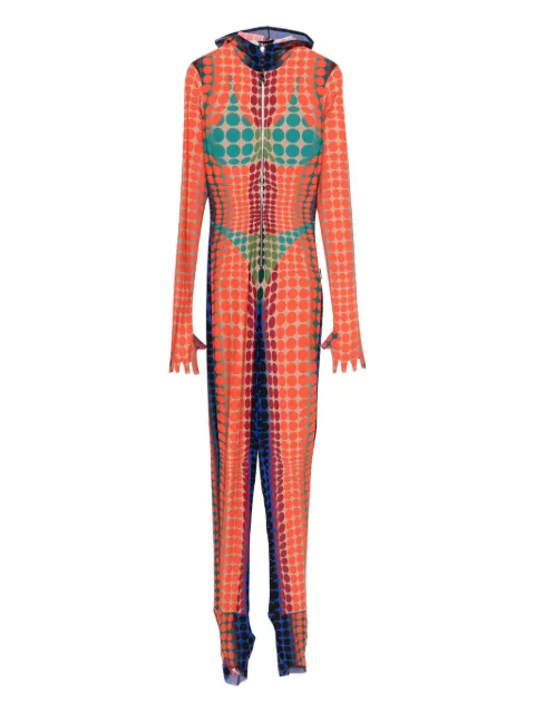 Jean Paul Gaultier hooded polka-dot all in one Orange JS012J042P