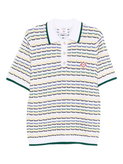Casablanca striped-pattern knitted polo shirt White MSP26KW126001