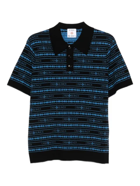 Casablanca branded striped polo shirt Black MSP26KW120401