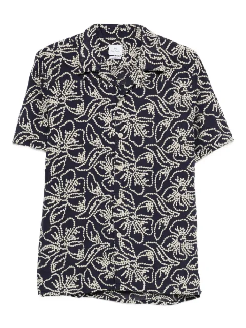PS Paul Smith floral-embroidery shirt Blue M2R695UV22556