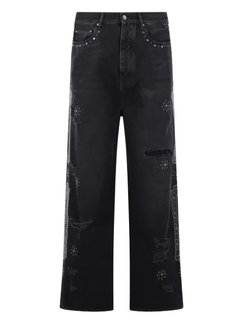 AMIRI studded ripped wide-leg jeans Black AMBMJE1011