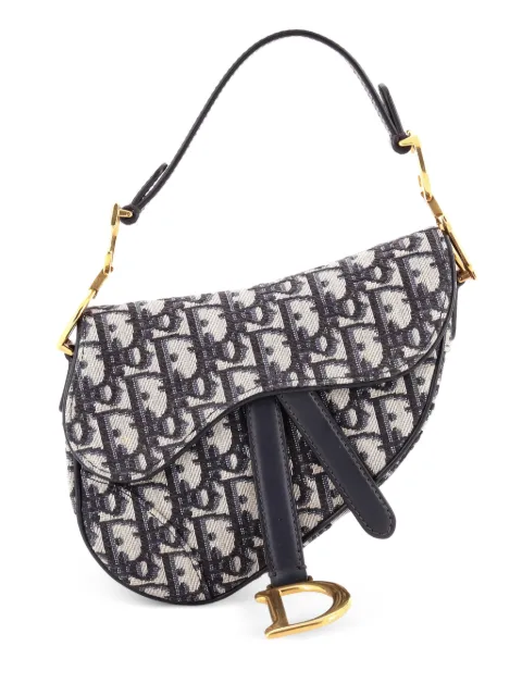 Christian Dior Pre-Owned Saddle Handbag Oblique Canvas Mini shoulder bag Blue 20KJBE3R2CAPN20M