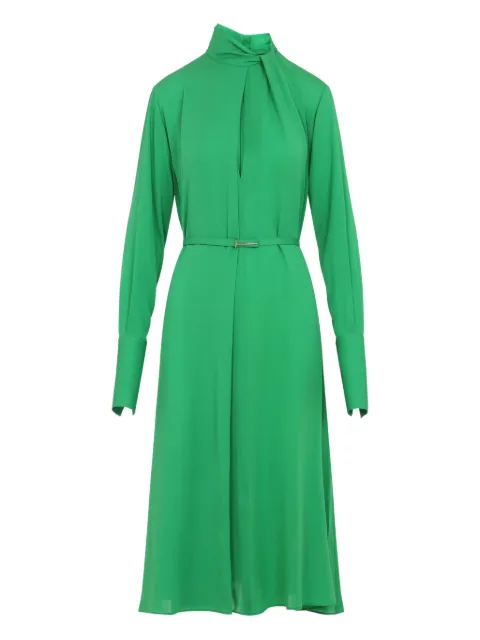 TOM FORD tie-neck belted midi dress Green AB3639FAX1507