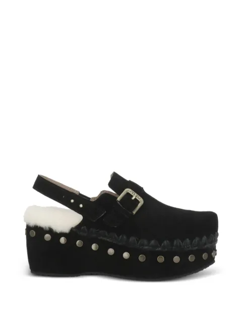 Mou buckle-detail leather mules Black MUFW611003ABKBK