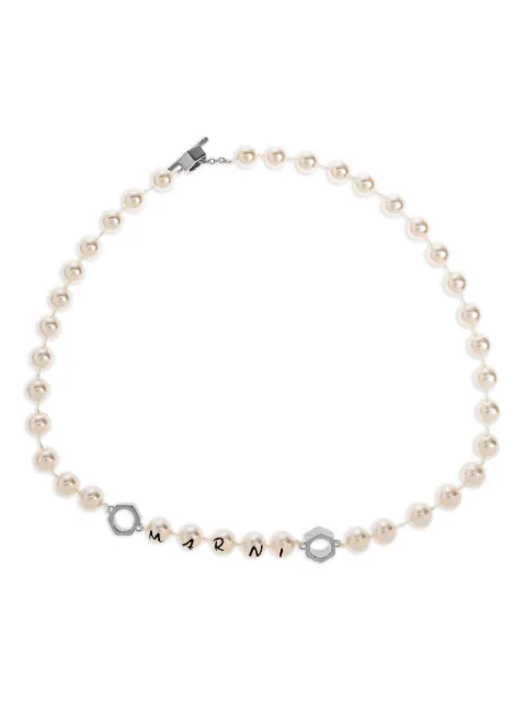 Marni logo-lettering necklace Neutrals COMV0589A0M2001