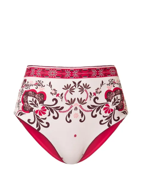 TWINSET high waist bikini bottom with foulard print Pink 261LBMQ99