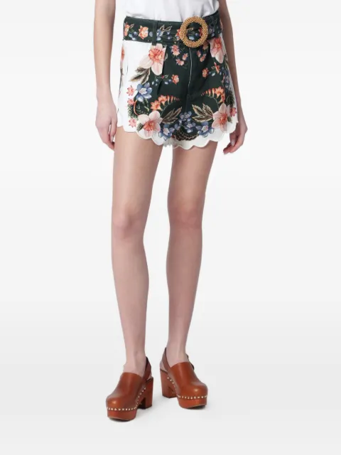 FARM Rio beaded belt floral shorts Green 34852826012