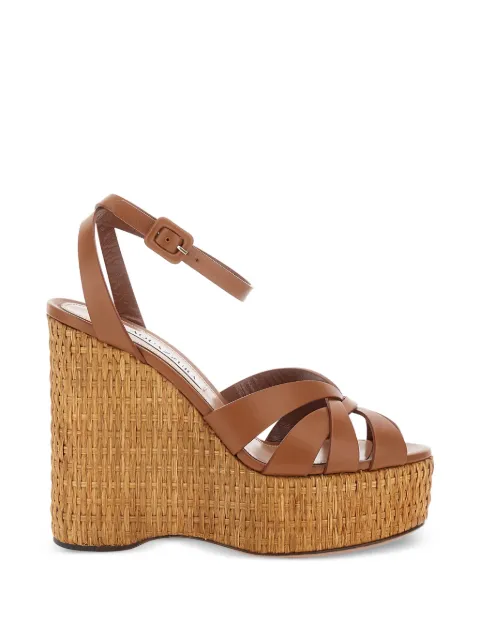 Aquazzura Copacabana woven wedge-heel sandals Brown CPAHIGW0CWKTOB
