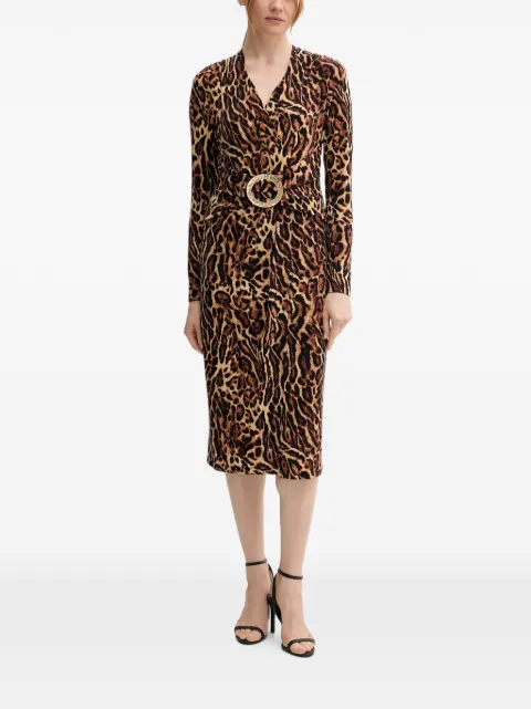 Joseph Ribkoff animal-print belted midi dress Brown 253091