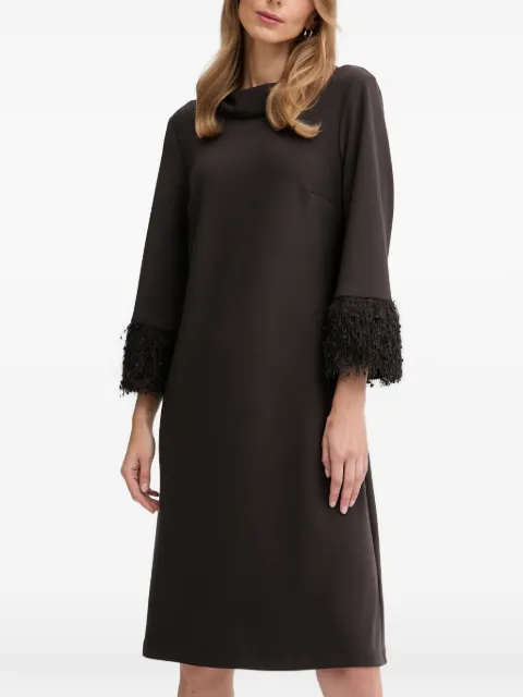 Joseph Ribkoff cowl-neck fringed midi dress Brown 253054F25