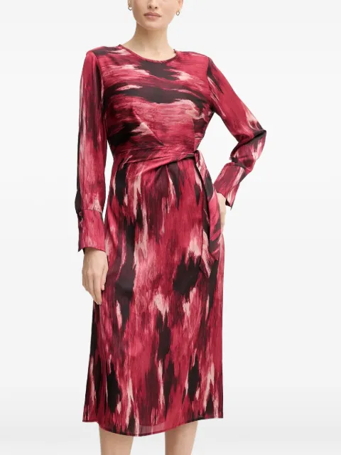 Joseph Ribkoff tie-waist printed dress Red 254124