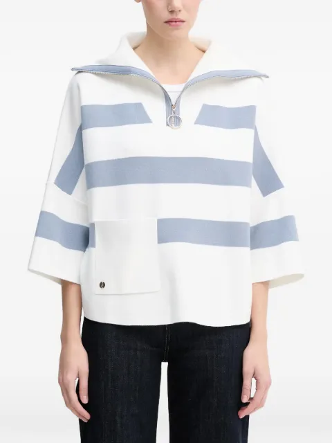 Joseph Ribkoff striped zip-up sweater White 261983