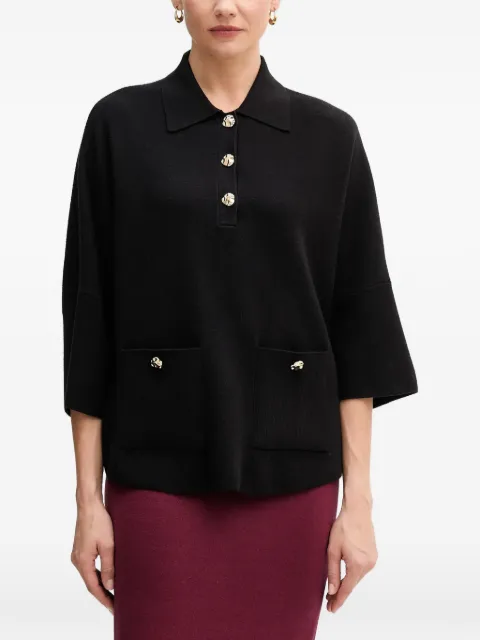 Joseph Ribkoff button-embellishment polo top Black 253962