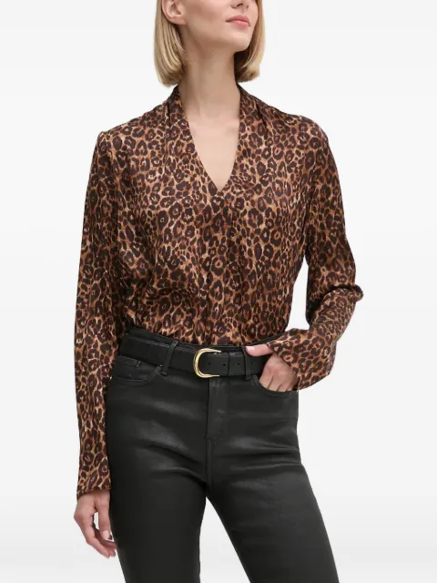 Joseph Ribkoff V-neck animal-pattern blouse Brown 244253