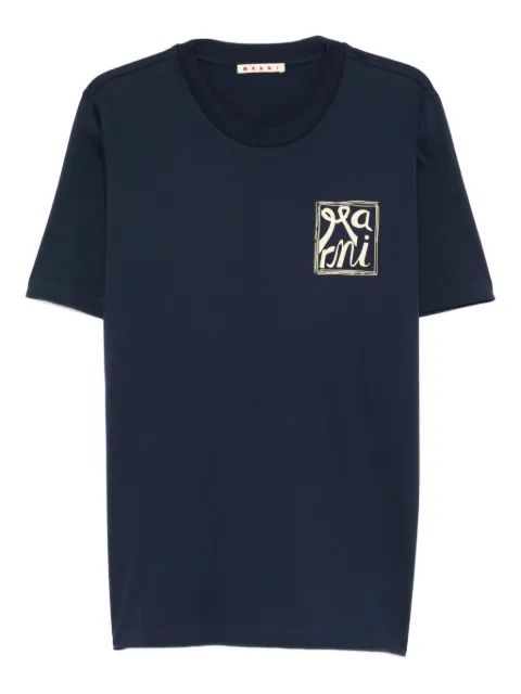 Marni logo crew-neck T-shirt Blue HUMU0198IPUSCY88