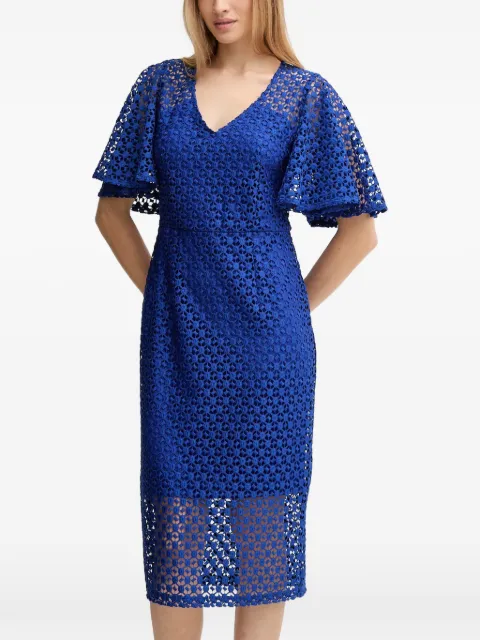 Joseph Ribkoff V-neck lace midi dress Blue 251744