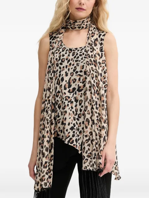 Joseph Ribkoff animal-print fringed top Neutrals 252155
