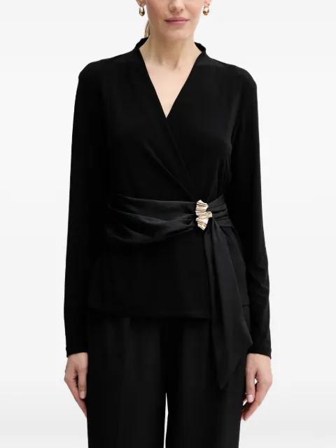 Joseph Ribkoff V-neck brooch blouse Black 254117