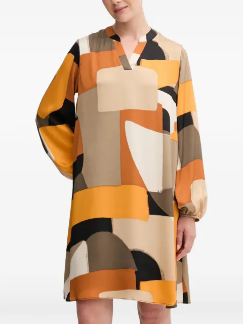 Joseph Ribkoff V-neck geometric-pattern midi dress Neutrals 253218